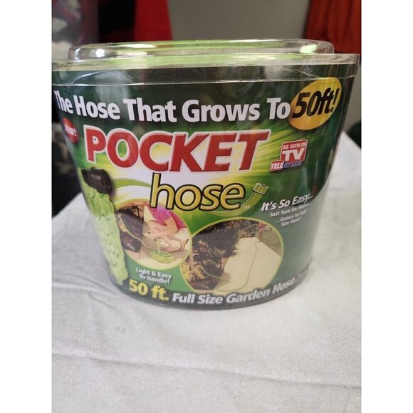 Pocket Hose 50 ft Light Weight Expandable Full Size Kink & Tangle Free Green New - Picture 4 of 4